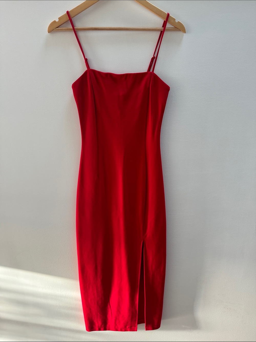 Dynamite Vibrant Red Midi Dress with Slit